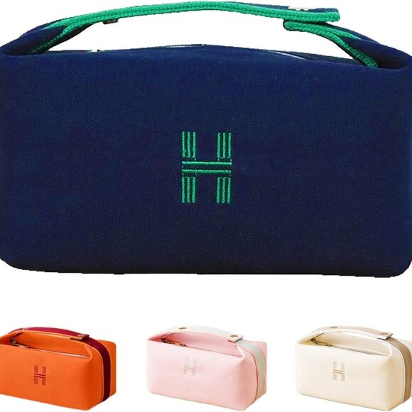 Travel Makeup Bag, Waterproof Canvas Cosmetic Bag Make Up Organizer Case for Wom - Picture 1 of 7